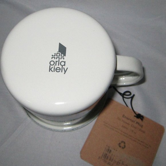 Orla kiely 70’s Flower Enamel Mug Yellow White blk - Picture 2 of 2